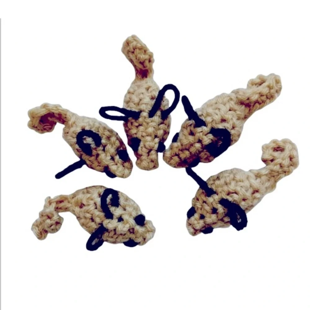 Hand Crafted Catnip Mice Cat Toys Five Crochet Interactive Play